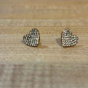 Gold Heart Pavé Stud Earrings - Women Jewelry